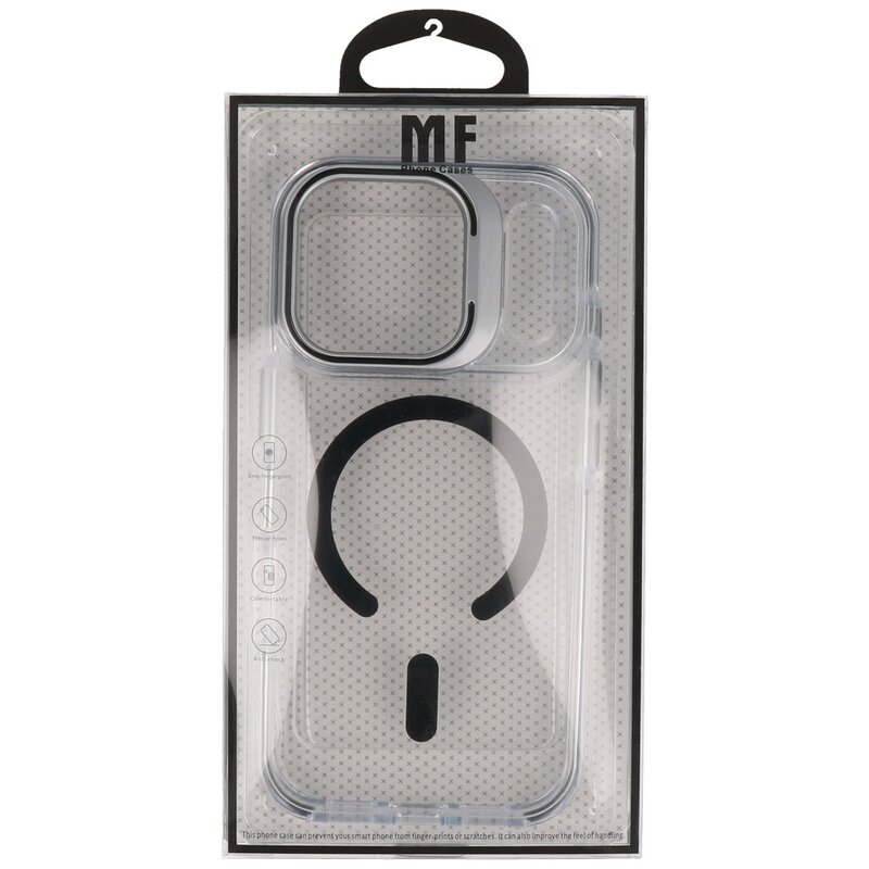 J2 Ingebouw Magsafe J2 Magsafe integrato con funzione di supporto - Custodia in materiale trasparente resistente al giallo per iPhone 17 Pro - Nero