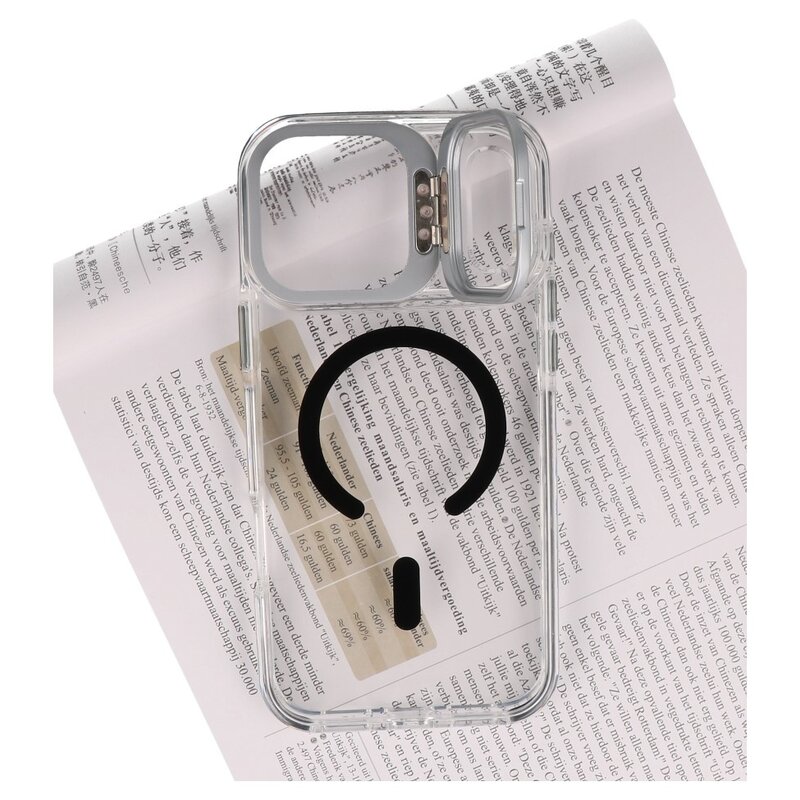 J2 Ingebouw Magsafe J2 Indbygget Magsafe med ståfunktion - Gult resistent transparent materialecover til iPhone 17 Pro Max - Sort