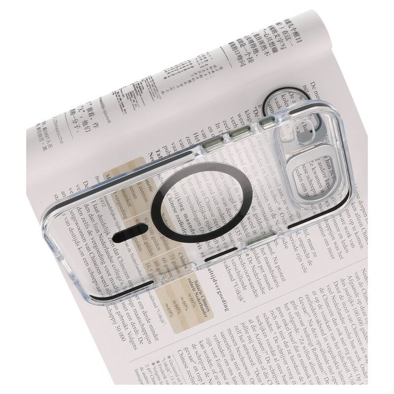 J2 Ingebouw Magsafe J2 - Funda transparente resistente al agua con función atril y Magsafe integrado para iPhone 17 Air (negro)