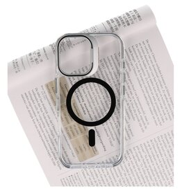 J2 Ingebouw Magsafe Geelbestendig Transparant - Ingebouw Magsafe met Staande Functie Hoesje iPhone 17 Zwart
