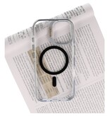 J2 Ingebouw Magsafe J2 Ingebouw Magsafe met Staande Functie - Geelbestendig Transparant Materiaal Hoesje voor de iPhone 17 - Zwart
