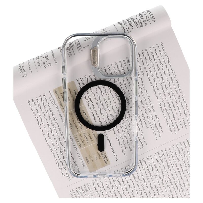 J2 Ingebouw Magsafe J2 Schutzhülle mit integriertem MagSafe und Standfunktion – Gelbe, widerstandsfähige, transparente Hülle für iPhone 17 – Schwarz