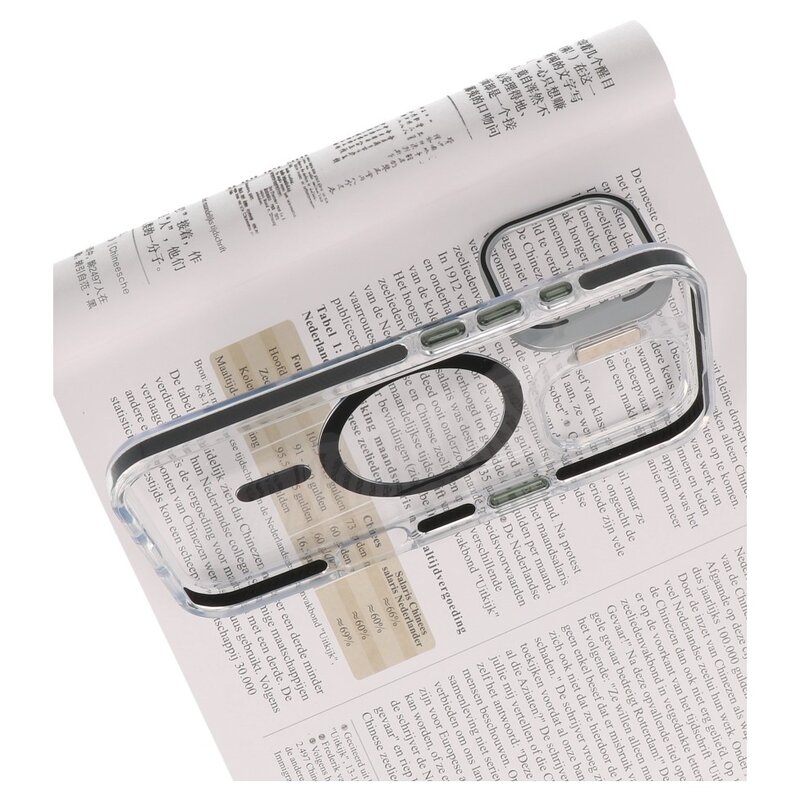 J2 Ingebouw Magsafe J2 - Funda transparente resistente al agua con función atril para iPhone 17 (negro)