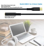 DTECH USB-C naar 3.5 mm audio-adapterkabel - DCH-2930 - Zwart