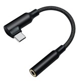 DTECH USB-C-Winkelstecker auf 3,5-mm-Audio-Adapterkabel – DCH-2932 – Schwarz
