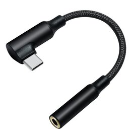 DTECH USB-C Right-Angle to 3.5mm Audio Adapter Cable - DCH-2932 - Black