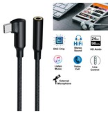 DTECH Câble adaptateur audio USB-C coudé vers 3,5 mm - DCH-2932 - Noir
