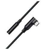 DTECH USB-C recht-hoek naar 3.5 mm audio-adapterkabel - DCH-2932 - Zwart