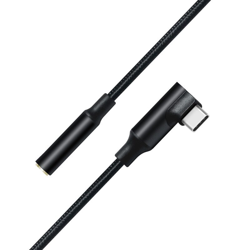 DTECH Cavo adattatore audio USB-C ad angolo retto da 3,5 mm - DCH-2932 - Nero