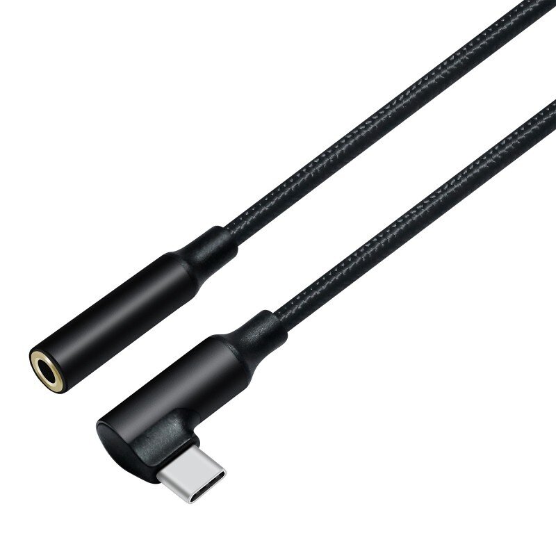 DTECH Câble adaptateur audio USB-C coudé vers 3,5 mm - DCH-2932 - Noir