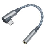 DTECH Cable adaptador de audio USB-C en ángulo recto a 3,5 mm - DCH-2933 - Gris