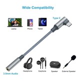 DTECH Cable adaptador de audio USB-C en ángulo recto a 3,5 mm - DCH-2933 - Gris