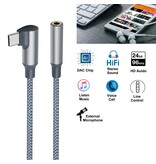 DTECH Câble adaptateur USB-C coudé vers audio 3,5 mm - DCH-2933 - Gris