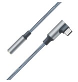 DTECH Cable adaptador de audio USB-C en ángulo recto a 3,5 mm - DCH-2933 - Gris