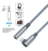 DTECH USB-C-Winkelstecker auf 3,5-mm-Audio-Adapterkabel – DCH-2933 – Grau