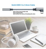 DTECH USB-C retvinklet til 3,5 mm lydadapterkabel - DCH-2933 - Grå