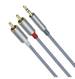 DTECH 3,5-mm-Klinke-auf-2-Cinch-Audiokabel, 1 m – DCH-2936 – Grau