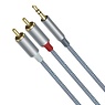 DTECH 3,5 mm naar 2RCA audiokabel 1 m - DCH-2936 - Grijs