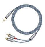 DTECH Cable de audio de 3,5 mm a 2 RCA de 1 m - DCH-2936 - Gris