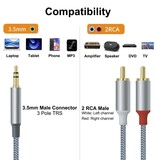 DTECH Câble audio 3,5 mm vers 2 RCA 1 m - DCH-2936 - Gris