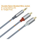 DTECH 3,5 mm til 2RCA lydkabel 1 m - DCH-2936 - Grå