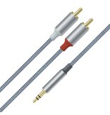 DTECH 3,5 mm naar 2RCA audiokabel 1 m - DCH-2936 - Grijs