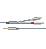 DTECH Cavo audio da 3,5 mm a 2RCA 1 m - DCH-2936 - Grigio