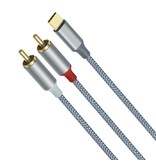 DTECH USB-C to 2RCA audio cable 1 m - DCH-2937 - Gray