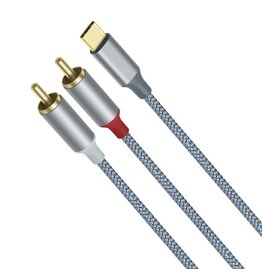 DTECH USB-C til 2RCA lydkabel 1 m - DCH-2937 - Grå