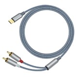DTECH Cavo audio USB-C a 2RCA 1 m - DCH-2937 - Grigio