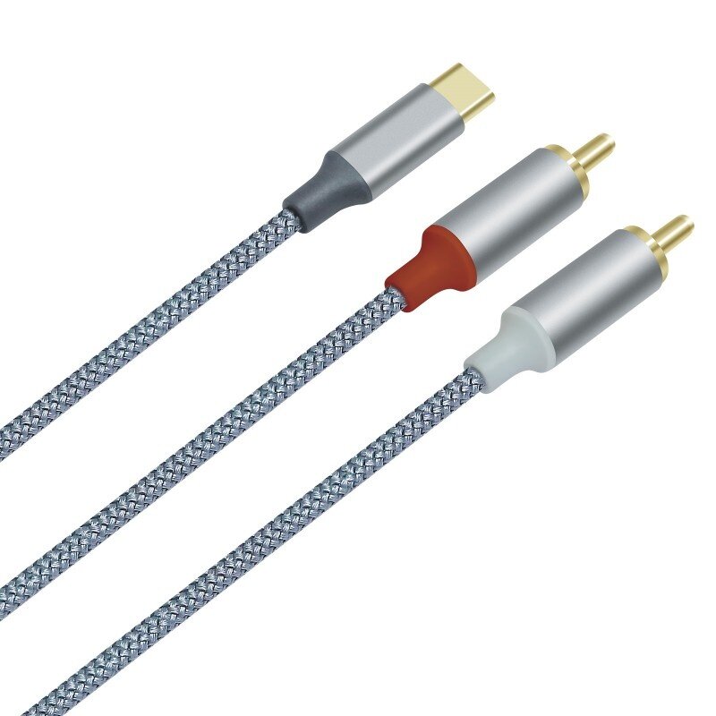 DTECH USB-C til 2RCA lydkabel 1 m - DCH-2937 - Grå