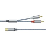 DTECH USB-C naar 2RCA audiokabel 1 m - DCH-2937 - Grijs