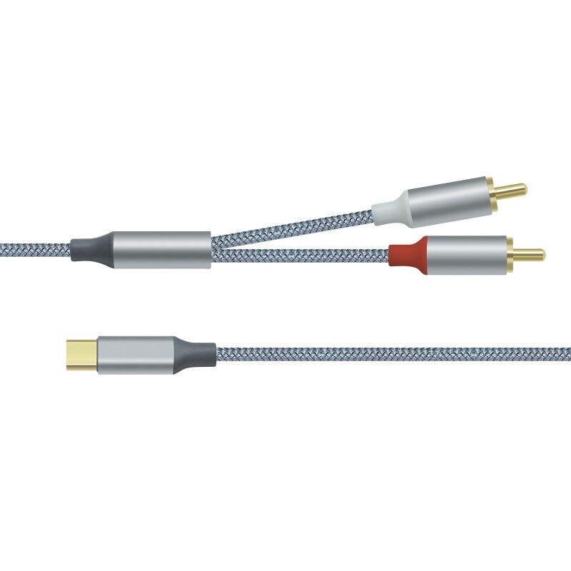 DTECH USB-C til 2RCA lydkabel 1 m - DCH-2937 - Grå
