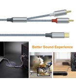 DTECH USB-C-auf-2RCA-Audiokabel, 1 m – DCH-2937 – Grau