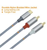 DTECH USB-C-auf-2RCA-Audiokabel, 1 m – DCH-2937 – Grau