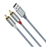 DTECH USB naar 2RCA audiokabel 1 m - DCH-2938 - Grijs
