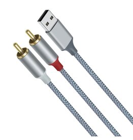 DTECH USB til 2RCA lydkabel 1 m - DCH-2938 - Grå
