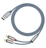 DTECH Cavo audio USB a 2RCA 1 m - DCH-2938 - Grigio