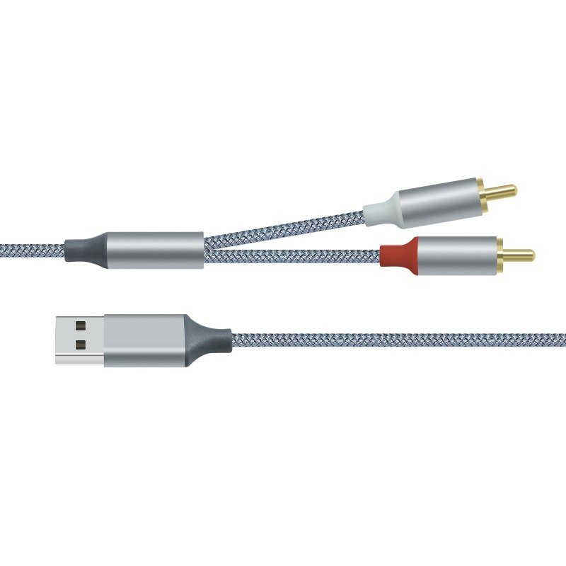 DTECH USB til 2RCA lydkabel 1 m - DCH-2938 - Grå