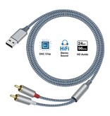 DTECH USB to 2RCA audio cable 1 m - DCH-2938 - Gray