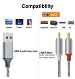 DTECH USB-auf-2RCA-Audiokabel 1 m – DCH-2938 – Grau