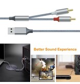 DTECH Cavo audio USB a 2RCA 1 m - DCH-2938 - Grigio