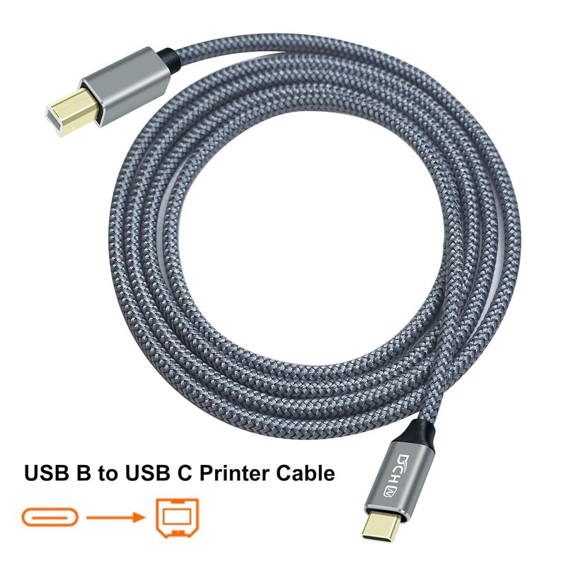 DTECH Cable de impresora tipo C de 3 m - DCH-2939-3M - Gris