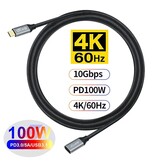 DTECH USB 3.1 C Stecker auf C Buchse 1 m – DT-2922-1M – Schwarz