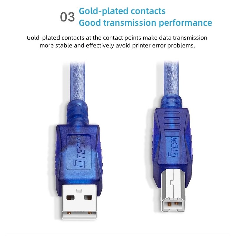 DTECH USB 2.0 Druckerkabel AM-BM 1,8 m - CU0093 - Blau