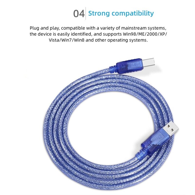 DTECH USB 2.0 printerkabel AM-BM 1.8M - CU0093 - Blauw