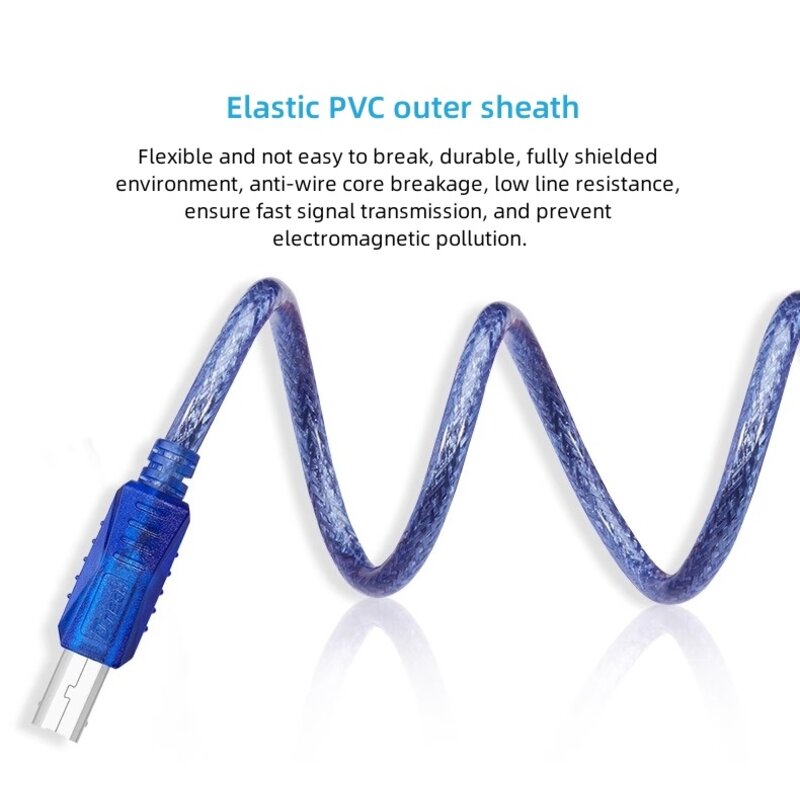 DTECH Cable de impresora USB 2.0 AM-BM 1.8M - CU0093 - Azul