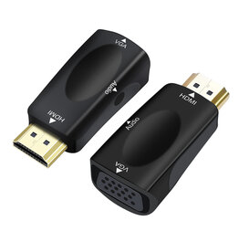 DTECH Adaptateur HDMI mâle vers VGA femelle avec prise audio 3,5 mm - DT-CB0244 - Noir
