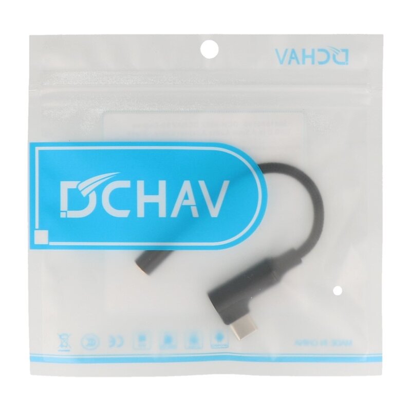 DTECH USB-C Right-Angle to 3.5mm Audio Adapter Cable - DCH-2932 - Black