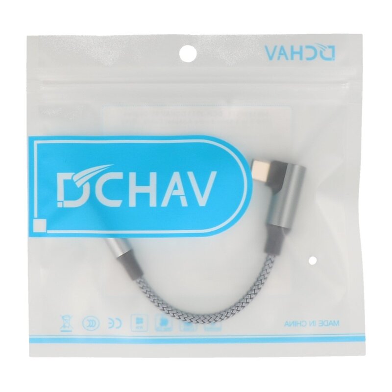 DTECH Cable adaptador de audio USB-C en ángulo recto a 3,5 mm - DCH-2933 - Gris